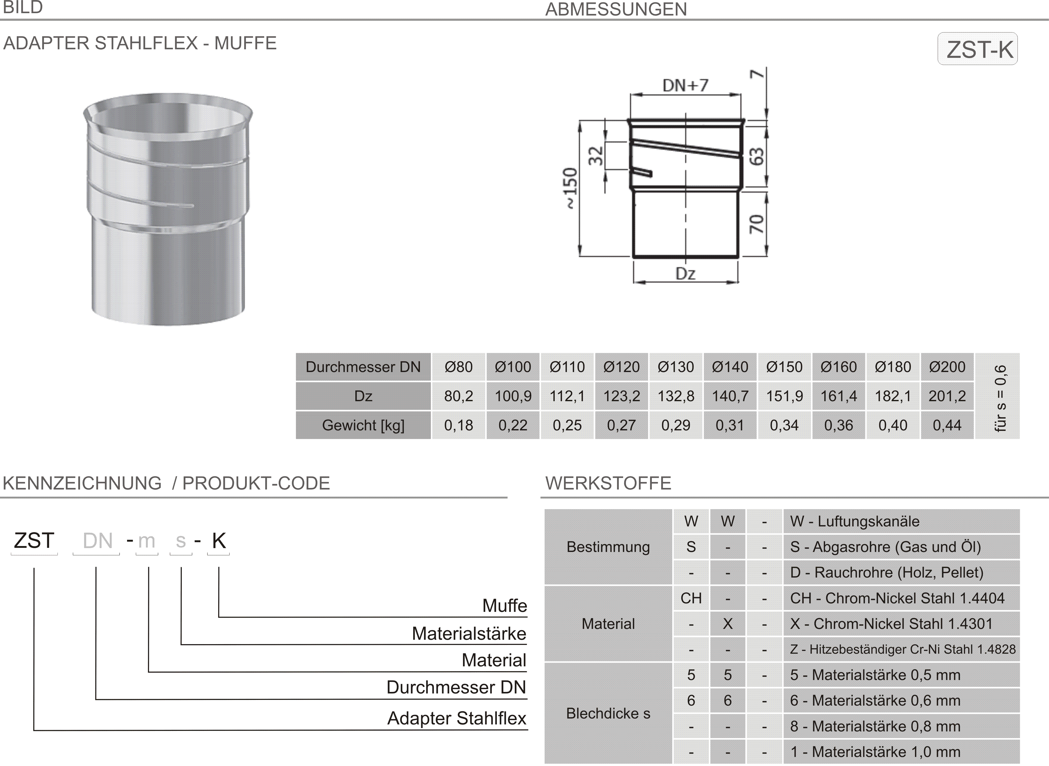 Produkt Beschreibung STAHLFLEX-ZST-K